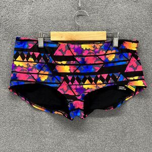 TYR Short Swim Bottom Youth XL 14 16 Black Pink Floral‎ Santa Rosa drawstrin